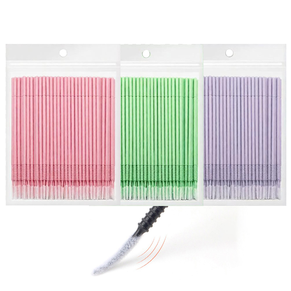 Lash Adhesive Glue - 500本入りまつげエクステ洗浄スワブ ロング/ショートチップ ラッシュリフトグルーリムーバーアプリケーター マイクロブラシ メイクアップツール