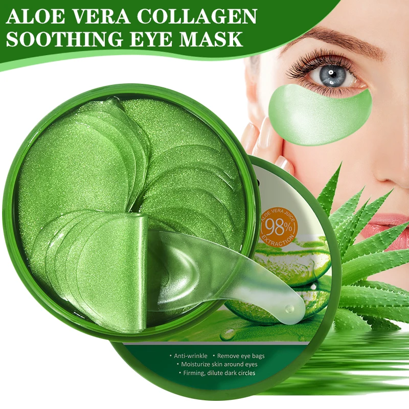 Eye Pad Collagen - 60 個アロエベラコラーゲンアイマスク抗くま目袋保湿引き締めヒアルロン酸ゲルアイパッチ目スキンケア