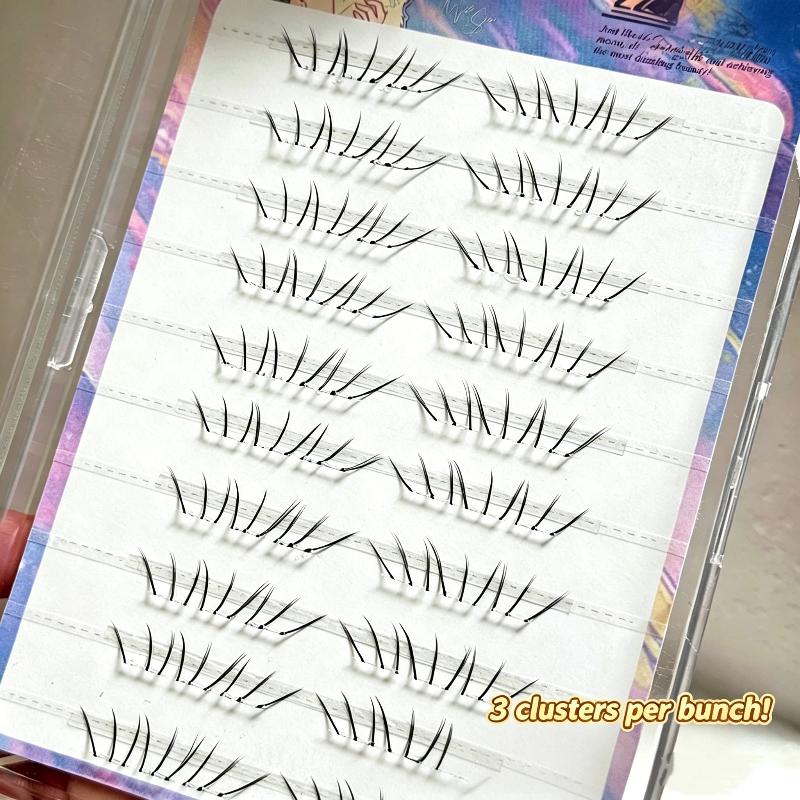 Lash Adhesive Glue - ナチュラルコミック下まつげエクステンションクラスターセット自己接着式つけまつげ接着剤不要下まつげメイクアップツール