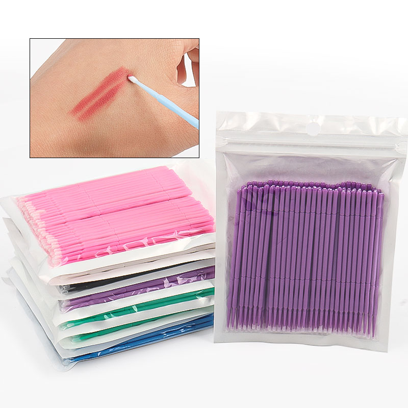 Lash Adhesive Glue - 100本入り/袋 竹製まつげエクステ洗浄綿棒 ラッシュリフトグルーリムーバーアプリケーター マイクロブレードメイクアップマイクロブラシツール
