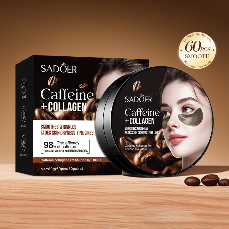 Eye Pad Collagen - 60 個 SADOER カフェインクリスタルコラーゲンアイマスク抗くま抗老化抗しわ保湿アイパッチスキンケア