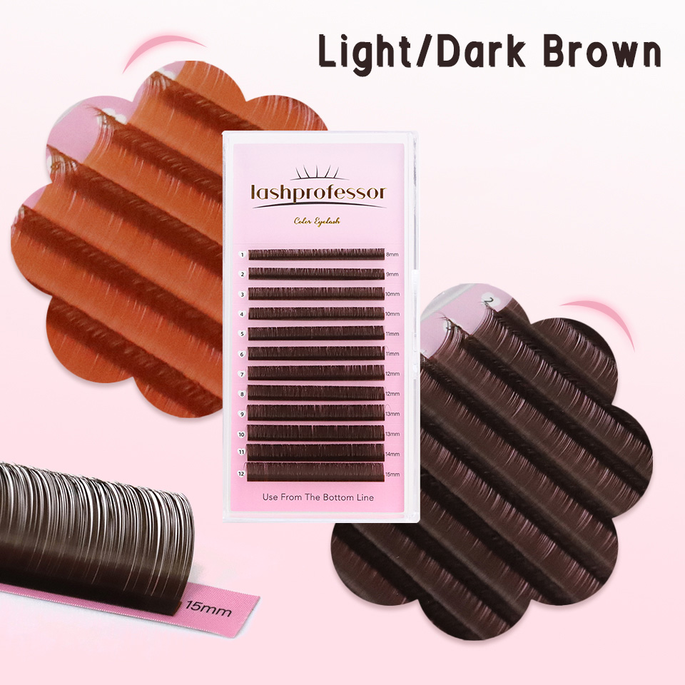 Lash Tile Palette - ダークブラウンまつげエクステンション 0.05 0.07 ミリメートルライトブラウン個別まつげミックス 8-15 ミリメートルカラーナチュラル偽ロシアボリュームまつげ