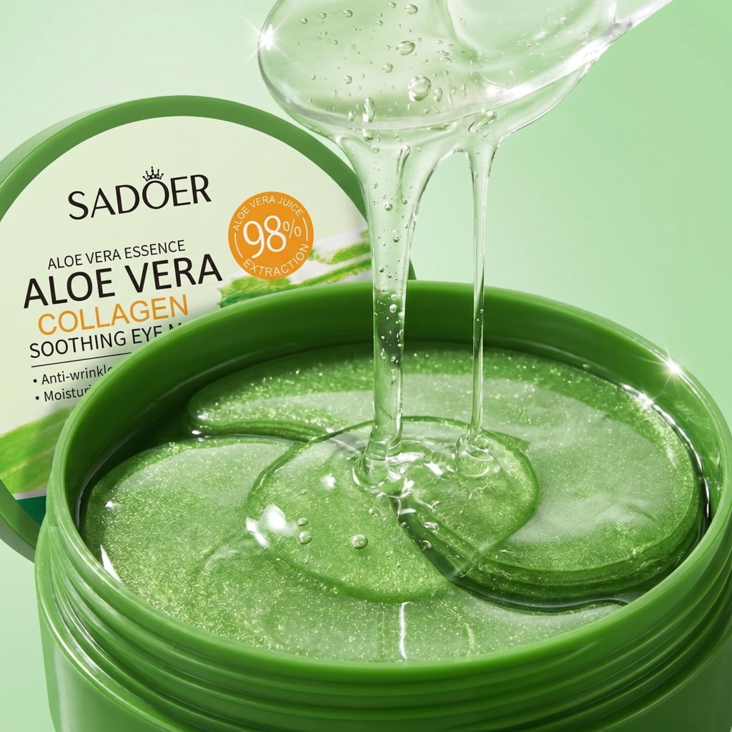 Eye Pad Collagen - 60 個アロエベラコラーゲンアイマスク抗くま目袋保湿抗しわアイパッチ目スキンケア製品