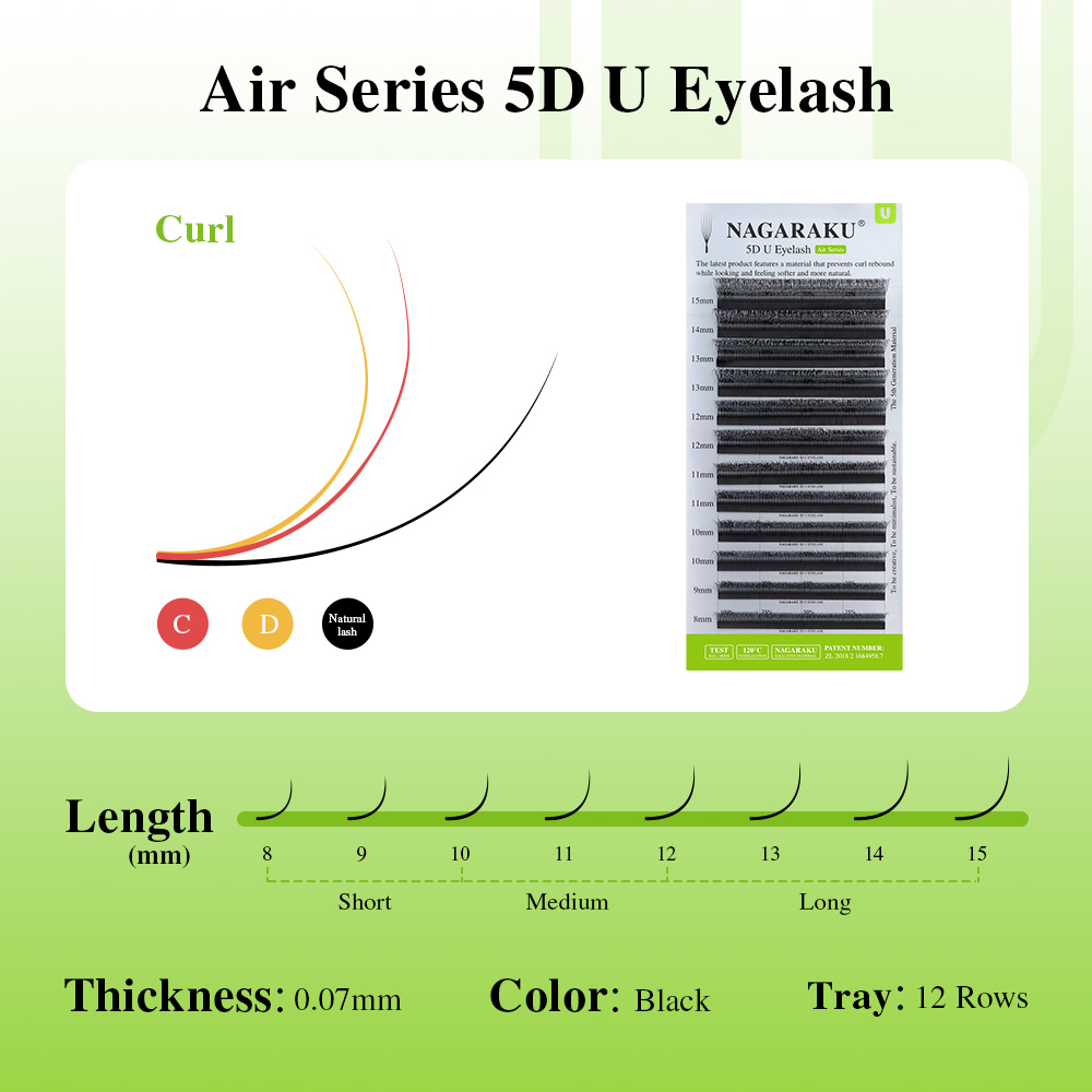 NAGARAKU U字型3D/4D/5Dソフトライトナチュラ - Eyelash Extension Human Hair のレビューと価格