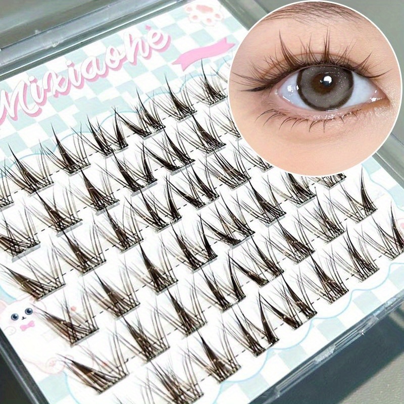 ミクシャオヘ ライトブラウン グルーフリー クラスターラッシ - Lash Adhesive Glue のレビューと価格