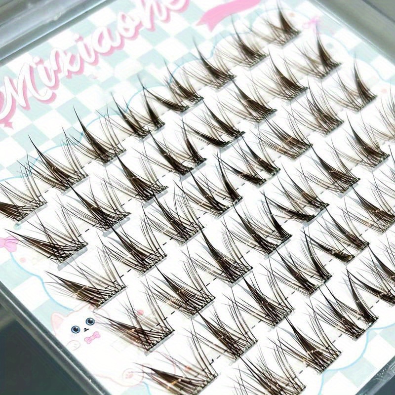 ミクシャオヘ ライトブラウン グルーフリー クラスターラッシ - Lash Adhesive Glue のレビューと価格