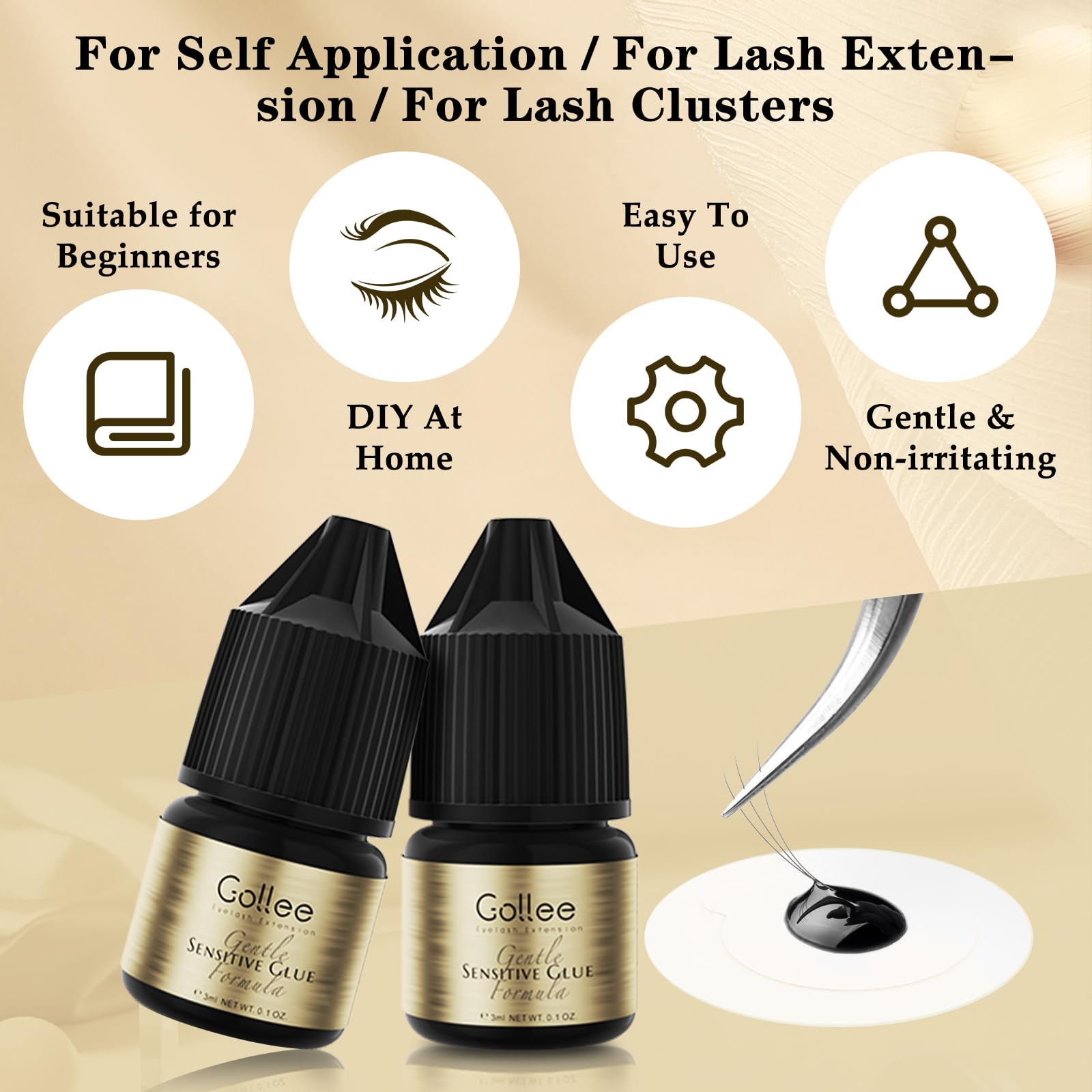 Gollee まつげ接着剤 クラスターまつげエクステンション - Eyelash Extension Eye Irritation のレビューと価格