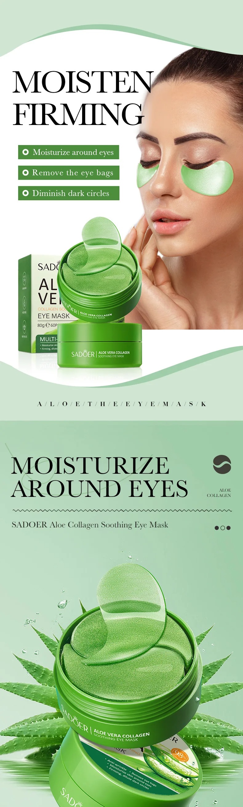 60 個アロエベラコラーゲンアイマスク抗くま目袋保湿抗しわア - Eye Pad Collagen のレビューと価格